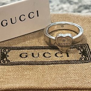 Gucci Sterling Silver Heart Ring - Size 7